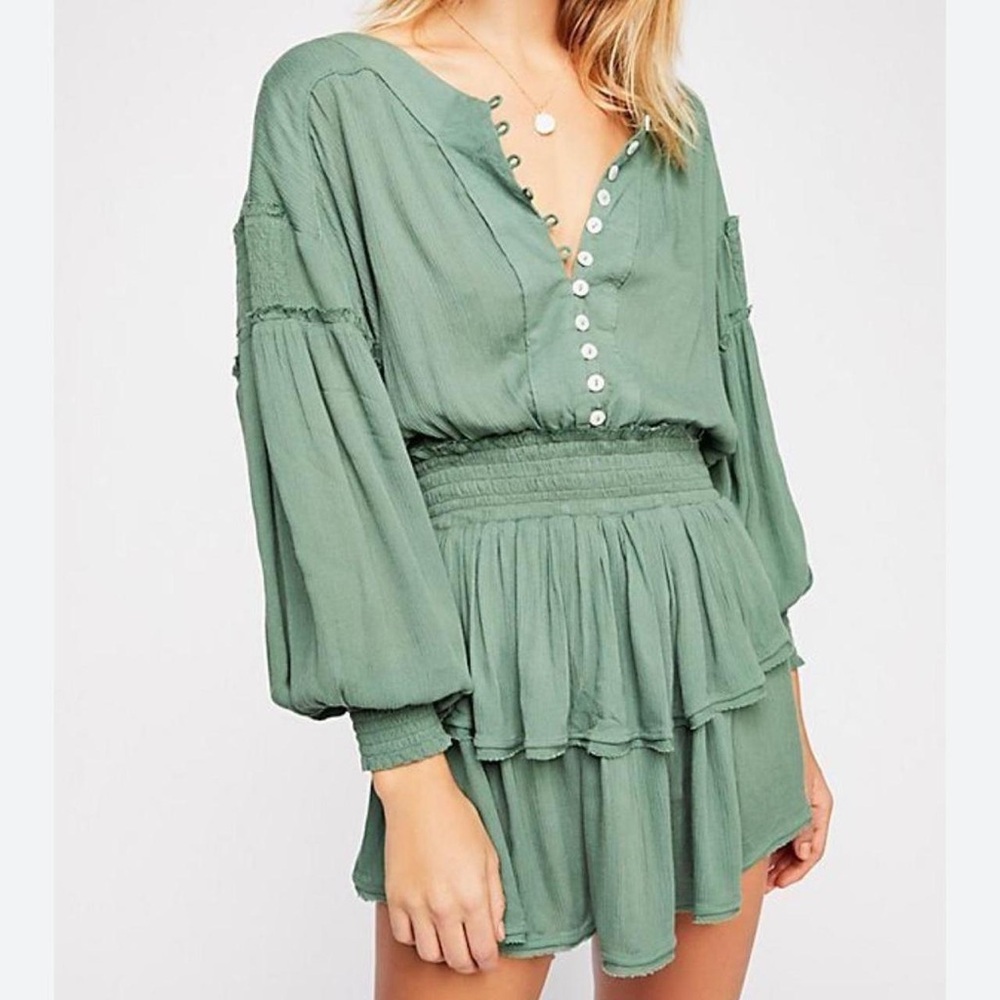 Free People The Romy Mini Dress In Green